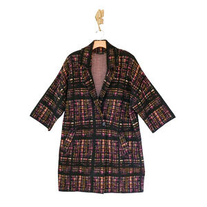 COS women Knitted Wool Plaid Cardi Coat M Preppy Old Money Lagenlook Academia